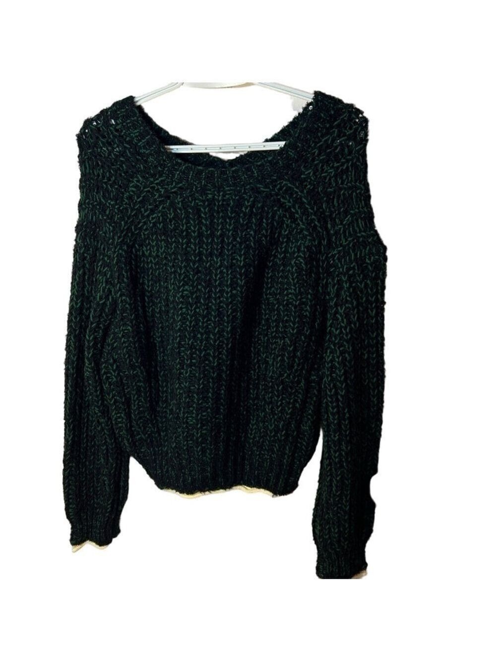 Wilfred Aritzia Eleanor black/botany chunky knit sweater size large NWT - Picture 8 of 8